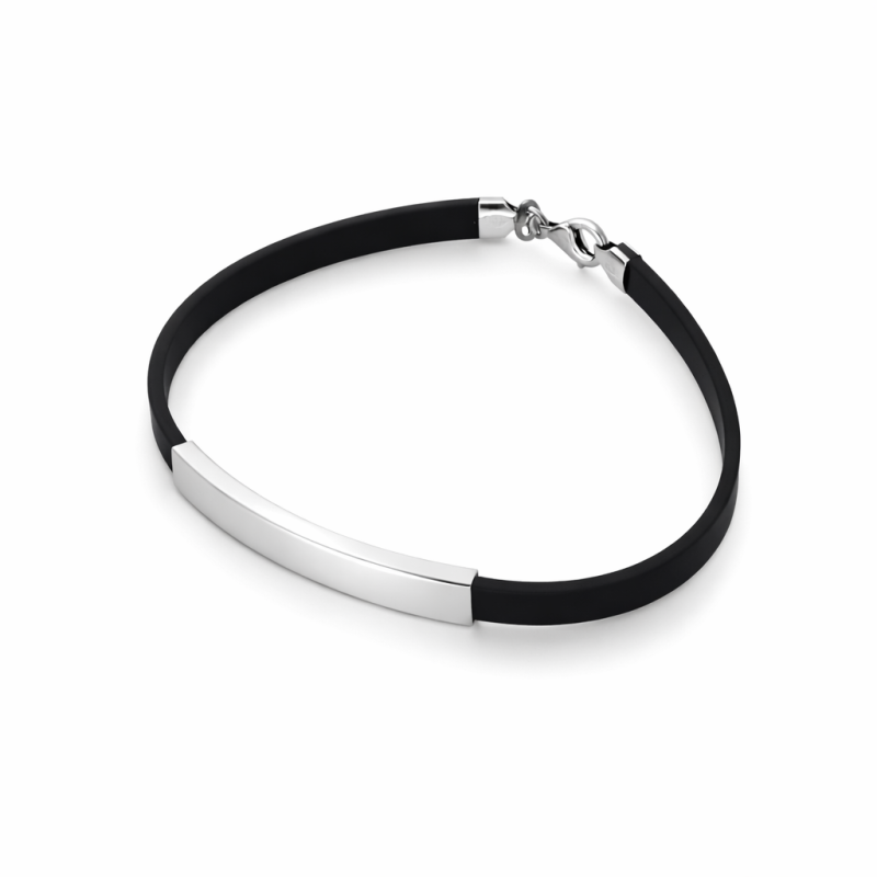 Bracciale in argento 925 e caucciù personalizzabile