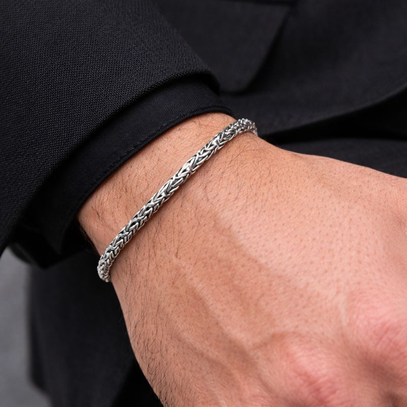 Bracciale in argento maglia bizantina 