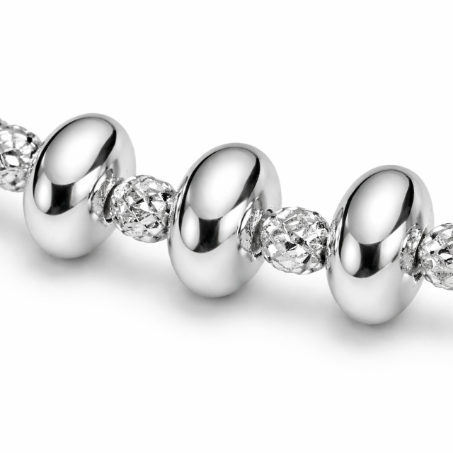 Bracciale in argento 925 con dischetti e sferette diamantate