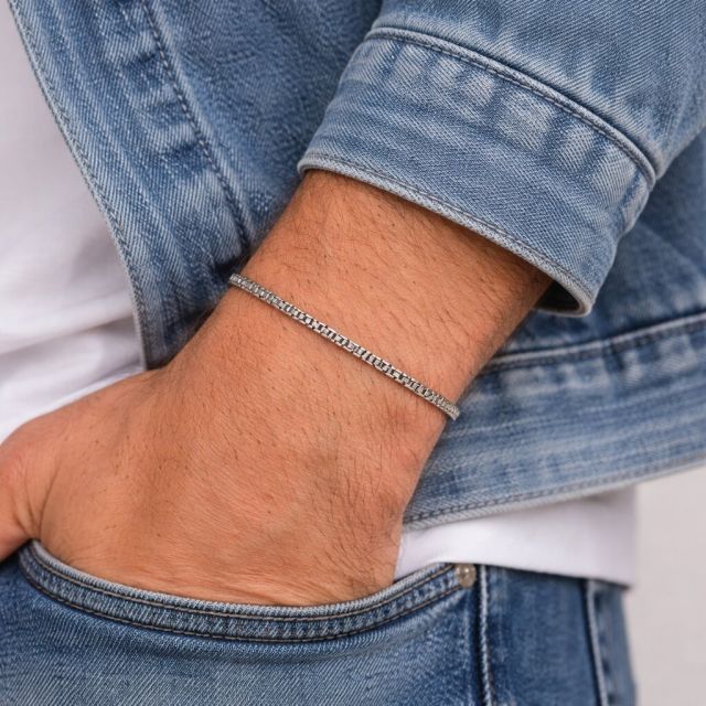 Bracciale in argento maglia veneta stondata