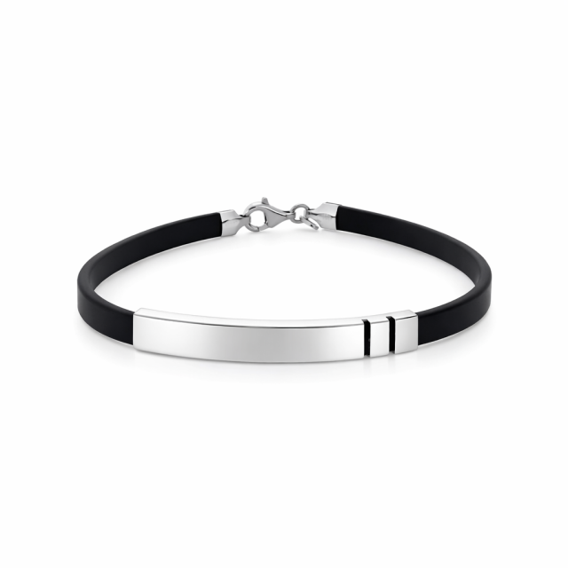 Bracciale in argento 925 e caucciù personalizzabile