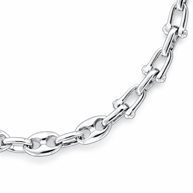 Bracciale in argento maglia marina + staffa