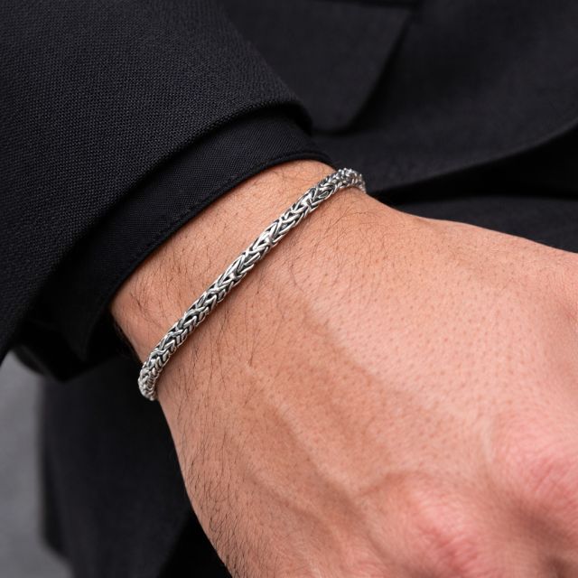 Bracciale in argento maglia bizantina 
