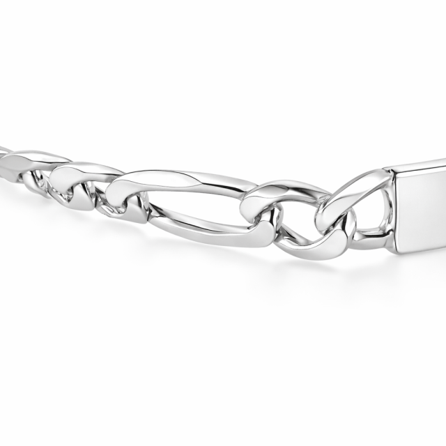 Bracciale in argento 925 maglia figaro con targa personalizzabile