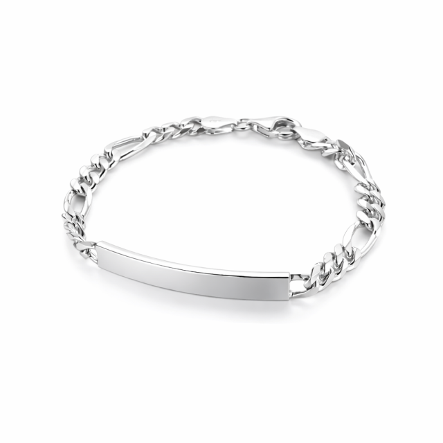 Bracciale in argento 925 maglia figaro con targa personalizzabile