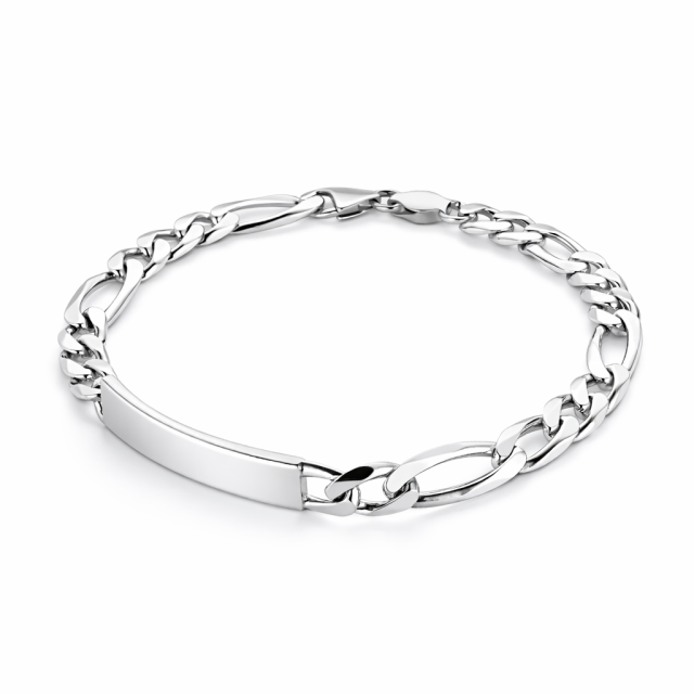 Bracciale in argento 925 maglia figaro con targa personalizzabile