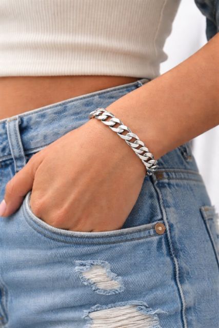 Bracciale in argento 925 maglia cubana-grumetto
