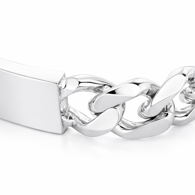 Bracciale in argento 925 maglia cubana-grumetta con targa personalizzabile
