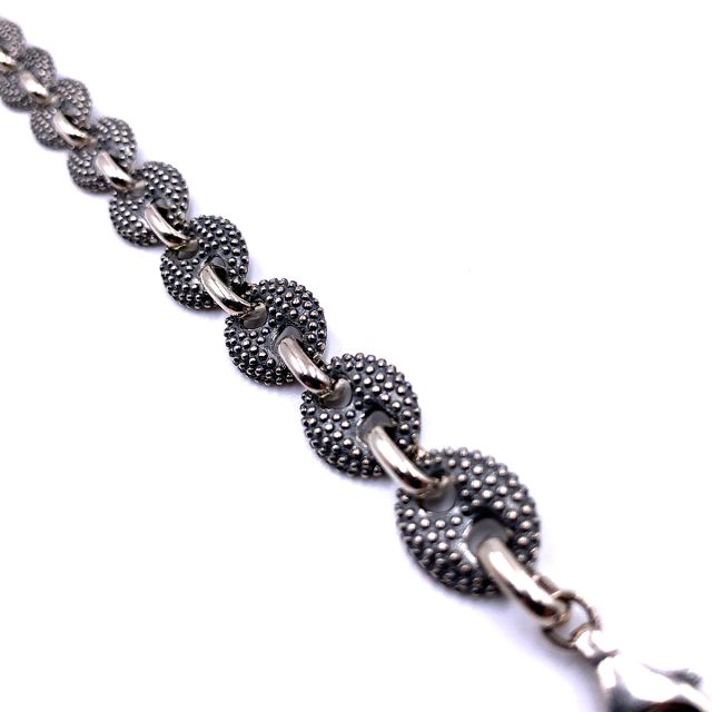 Bracciale in argento a maglia marina puntinata