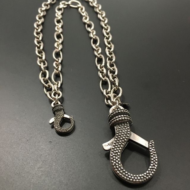 Catena da pantalone con ganci puntinati in argento 925‰