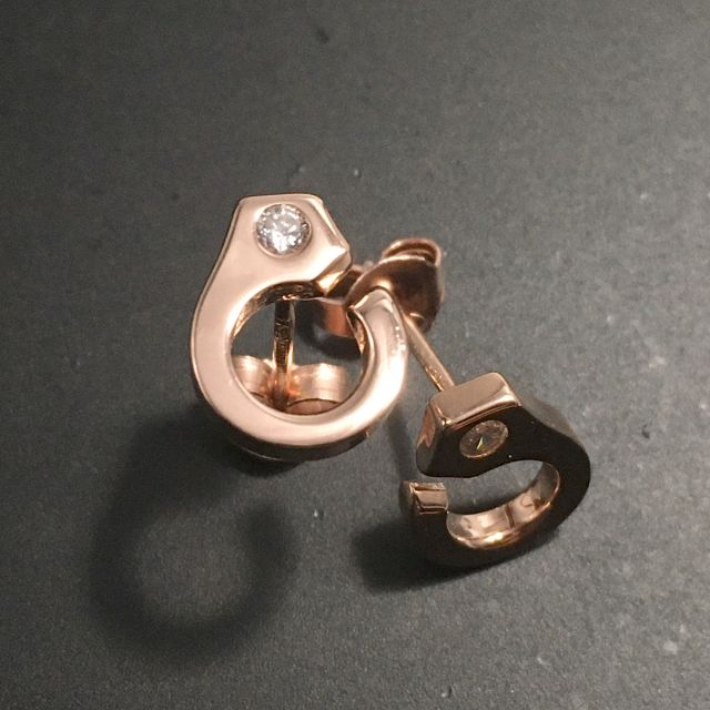 Orecchino manetta in argento 925‰ finitura rosè 