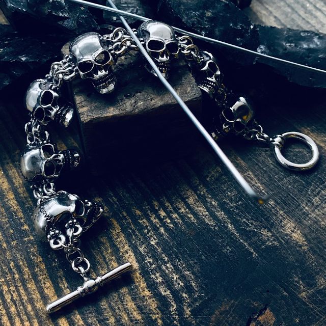 Bracciale teschi in argento 925‰