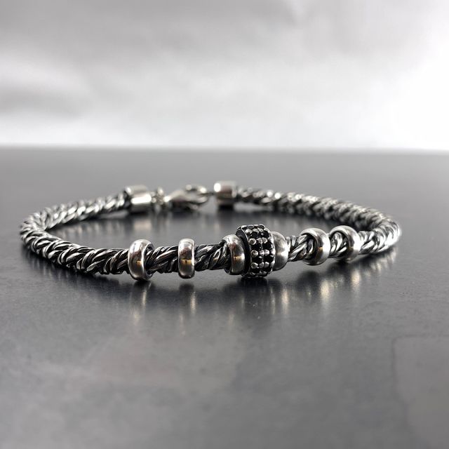 Bracciale corda zirconi black