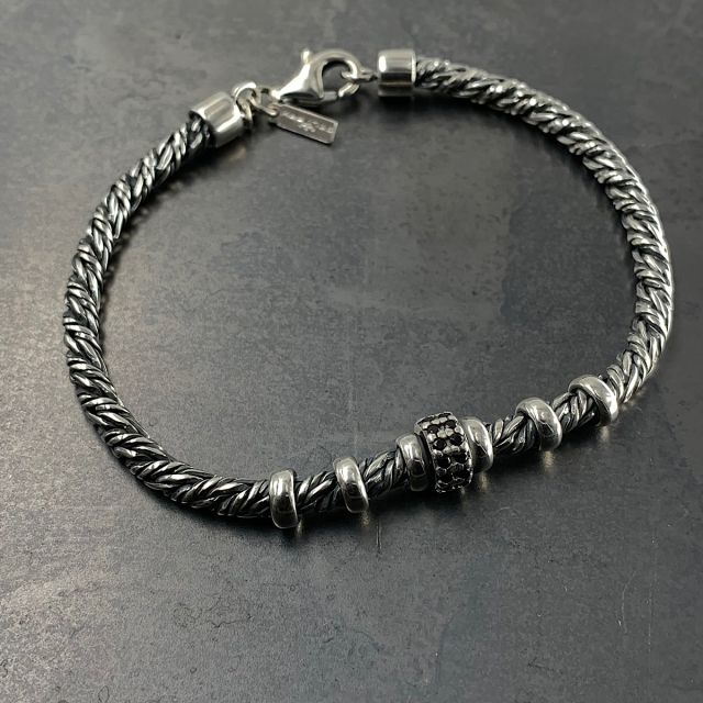 Bracciale corda zirconi black