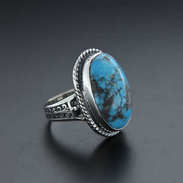Anello argento 925‰ con turkese naturale 