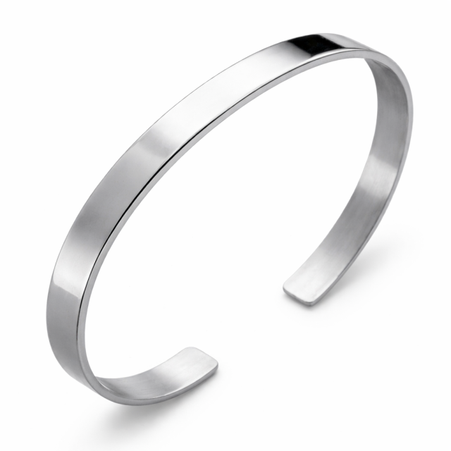 Bracciale in argento rigido lastra personalizzabile