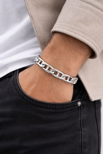 Bracciale in argento 925 maglia traversino