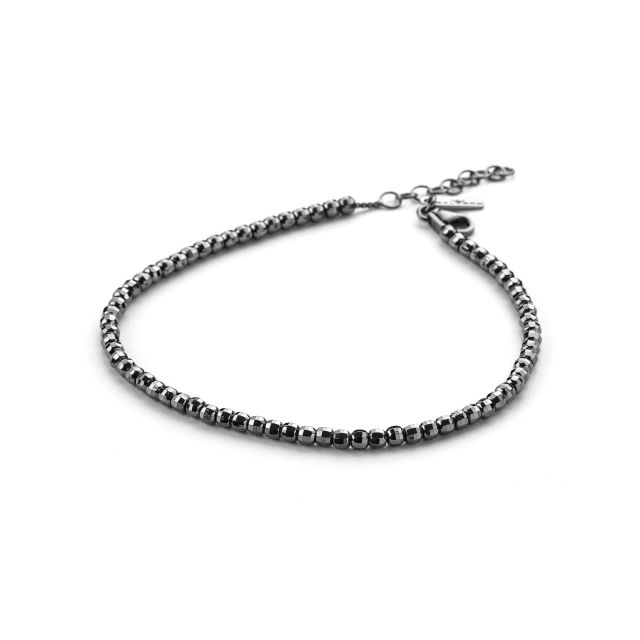 Bracciale a pallina diamantata in argento e rutenio
