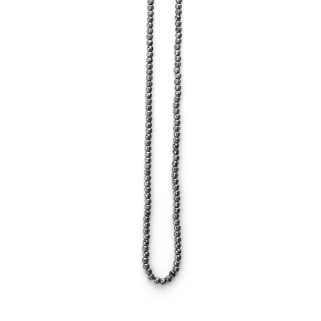 Collana in argento e rutenio a pallina diamantata