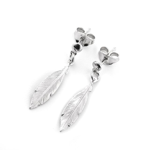 Orecchini semipendenti con piume in argento 925‰