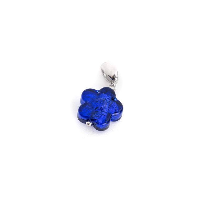 Ciondolo fiore in argento e murrina blu