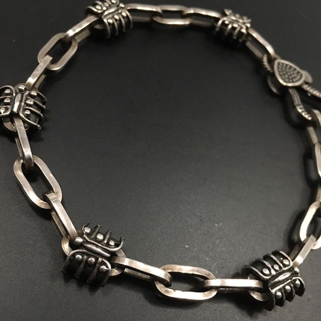 Bracciale in argento brunito925‰ con maglia rolò allungata