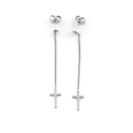 Orecchini Pendenti A Cerchio Vuoto In Argento 925 Con Dettaglio Nero - Donna