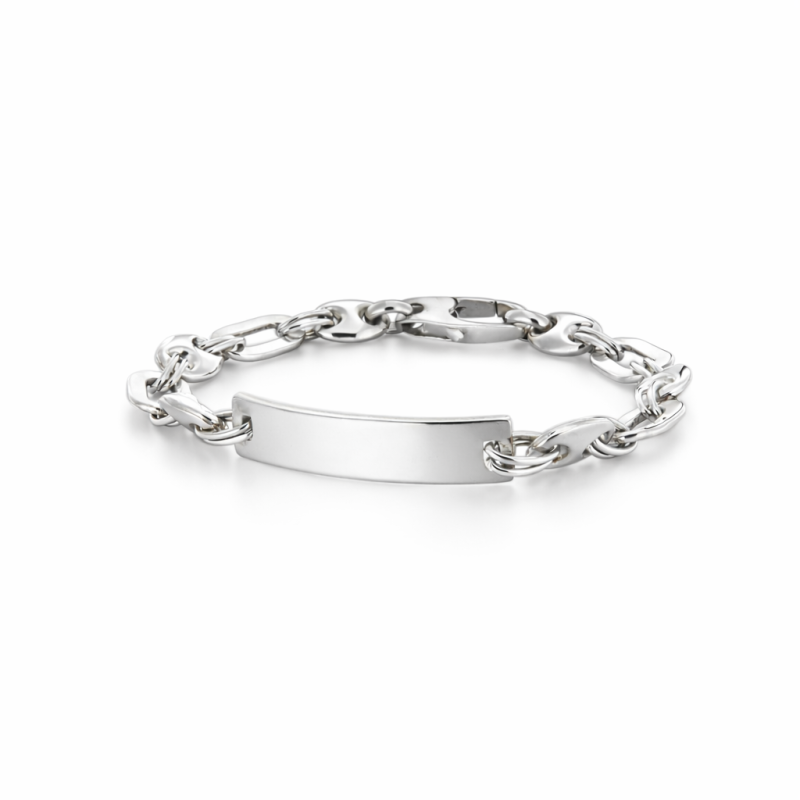 Bracciale in argento 925 maglia marina con targa
