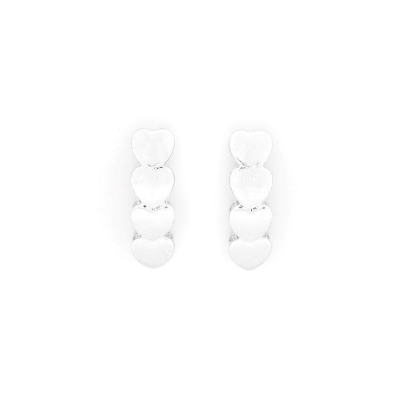 Orecchini in argento semipendenti con cuori e zirconi