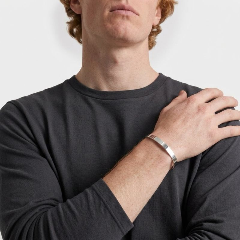 Bracciale in argento rigido lastra personalizzabile