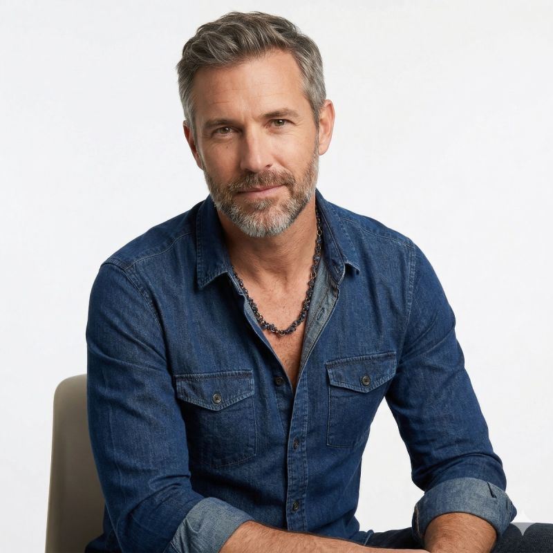 Collana in argento 925 brunito con CIANITE naturale