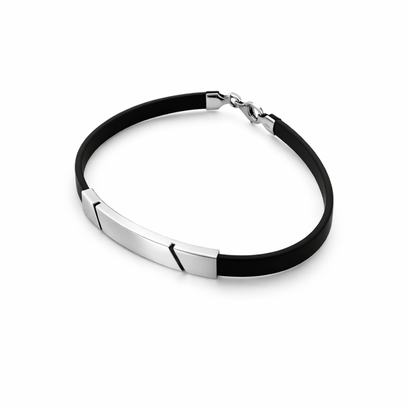 Bracciale in argento 925 e caucciù personalizzabile
