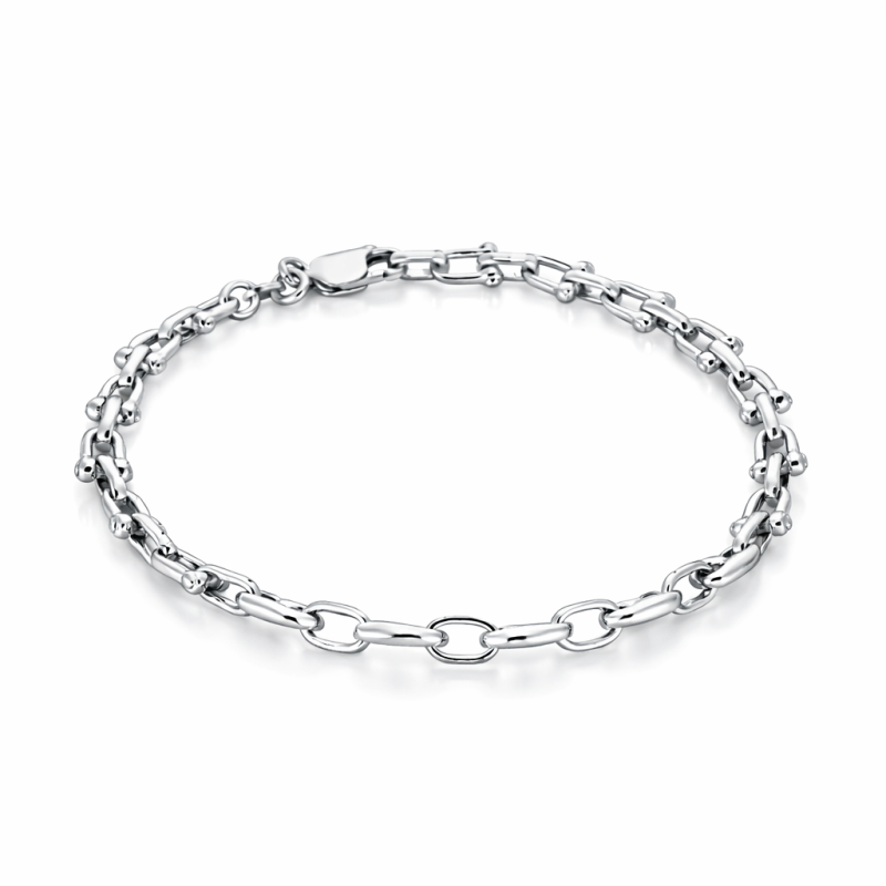 Bracciale in argento maglia marina + staffa