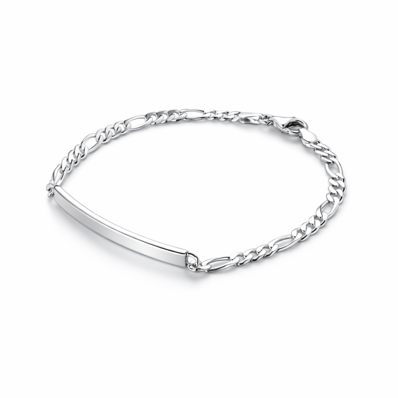 Bracciale in argento 925 maglia figaro con targa personalizzabile