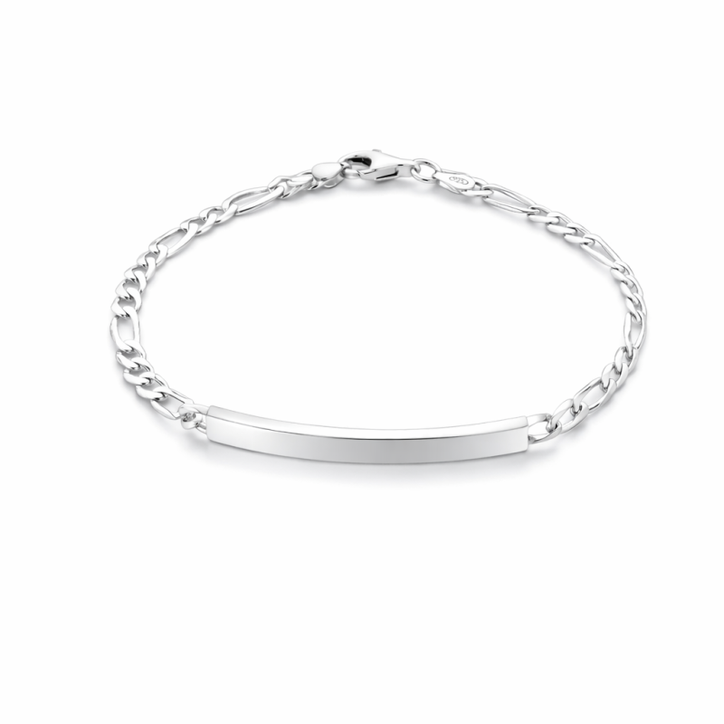 Bracciale in argento 925 maglia figaro con targa personalizzabile