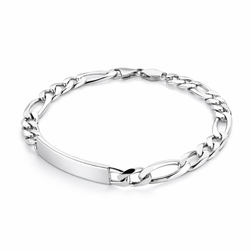 Bracciale in argento 925 maglia figaro con targa personalizzabile