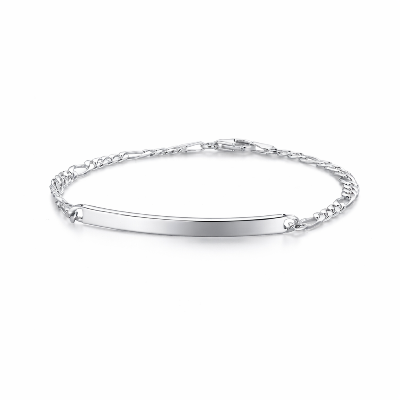 Bracciale in argento 925 maglia figaro con targa personalizzabile