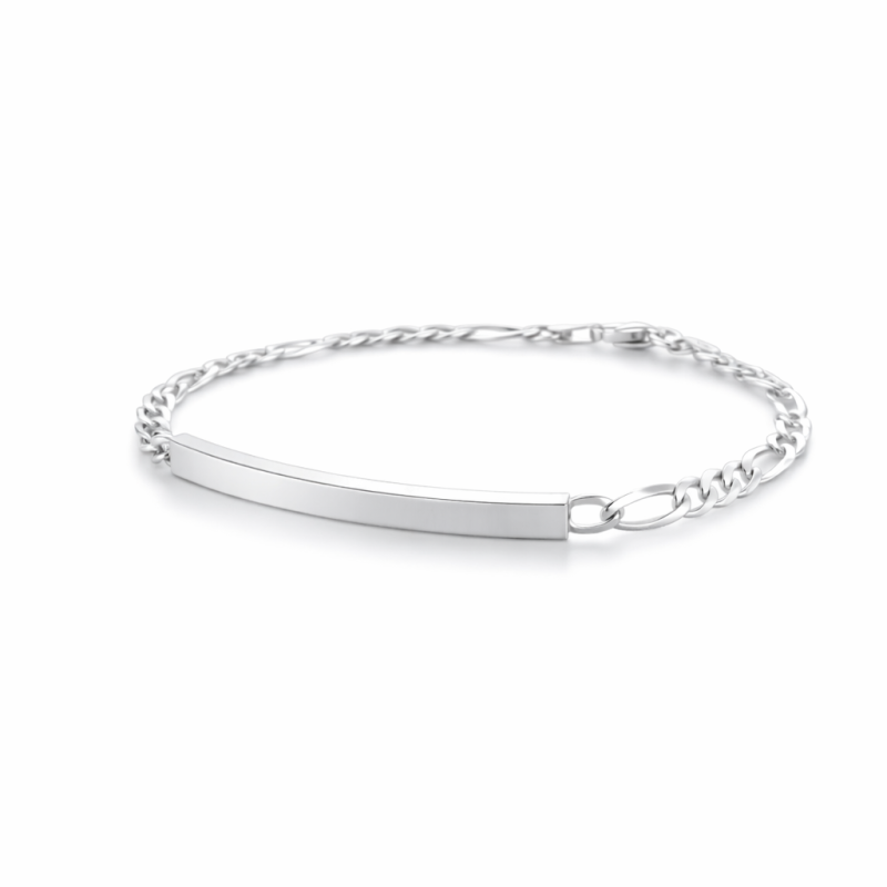 Bracciale in argento 925 maglia figaro con targa personalizzabile