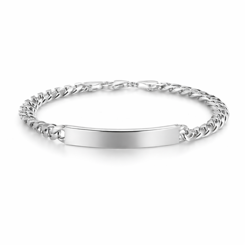 Bracciale in argento 925 maglia cubana-grumetta con targa personalizzabile