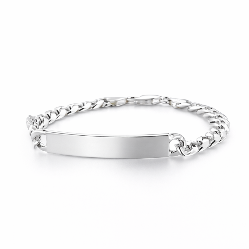 Bracciale in argento 925 maglia cubana-grumetta con targa personalizzabile