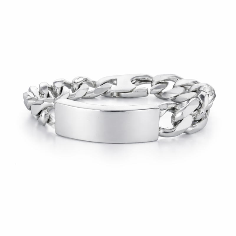 Bracciale in argento 925 maglia cubana-grumetta con targa personalizzabile