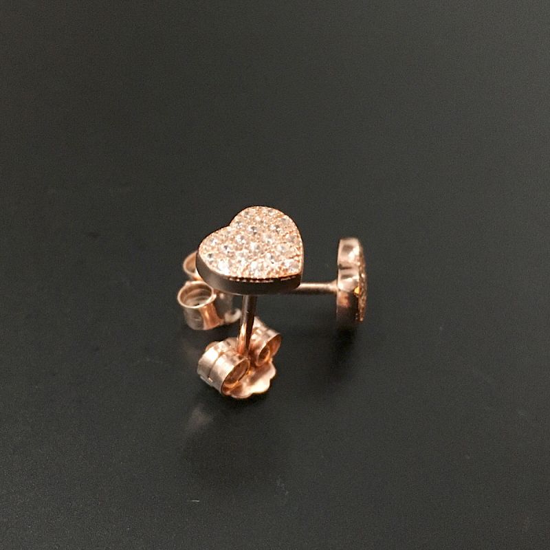 Orecchini a cuore in argento 925‰ con pavè di zirconi