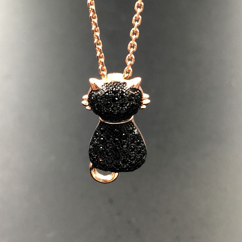 Ciondolo gatto in argento 925% rosè 