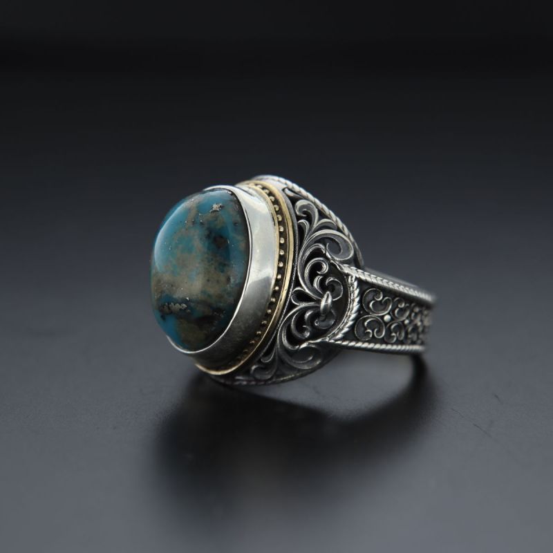 Anello argento 925‰ con turkese naturale 