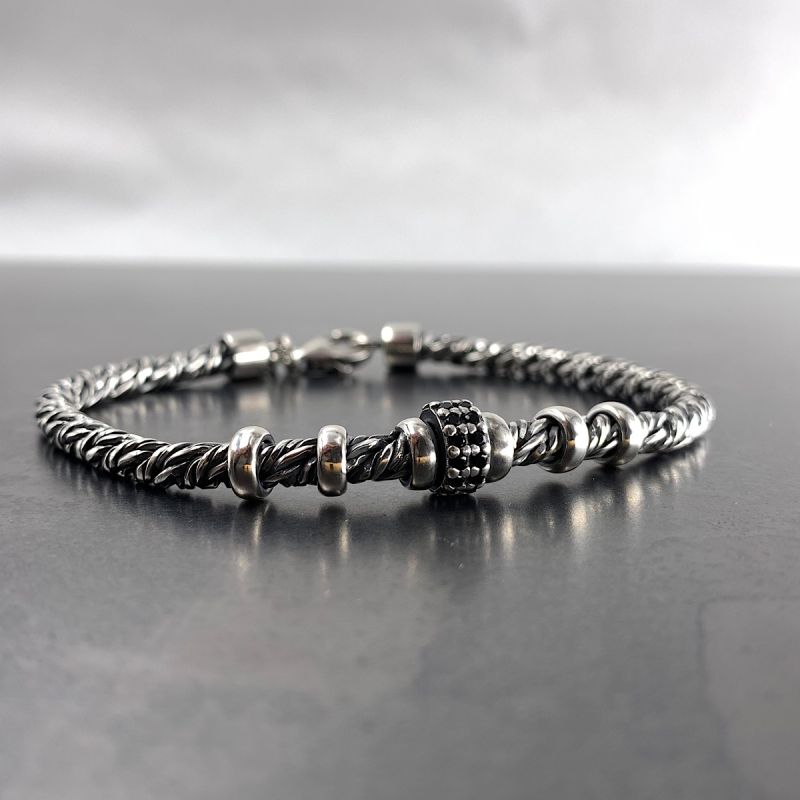 Bracciale corda zirconi black