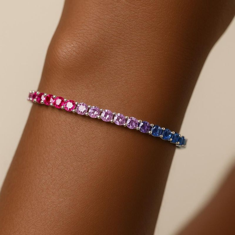 bracciale tennis argento e zirconi  rainbow 3.1 mm