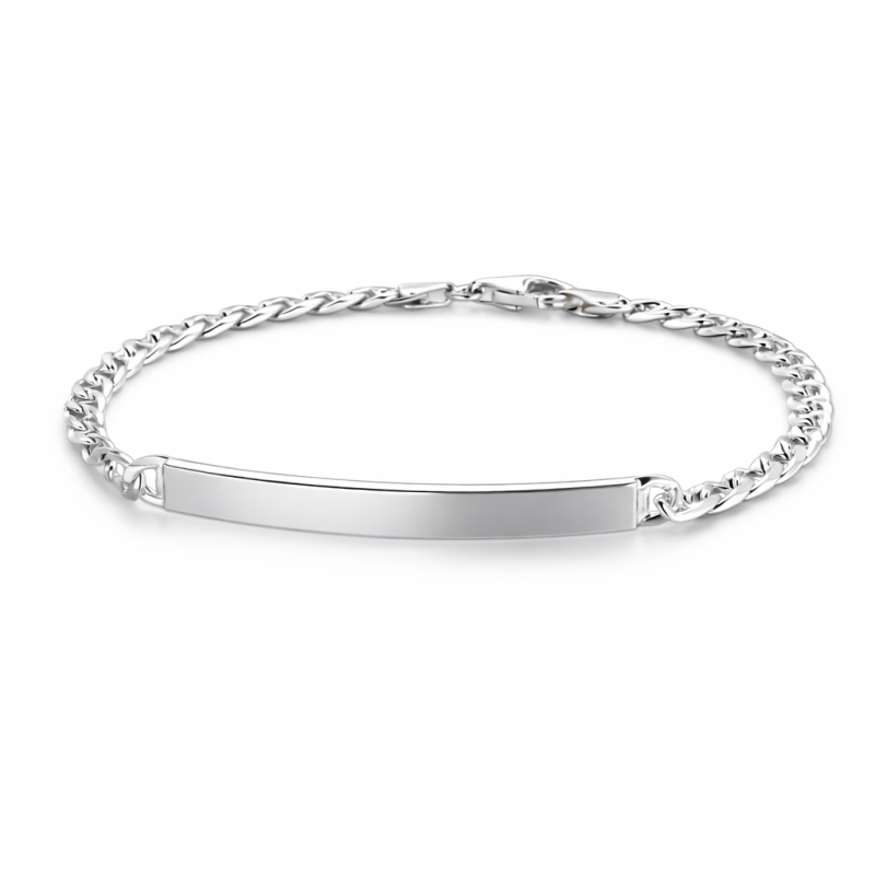 Bracciale in argento 925 maglia traversino con targa personalizzabile