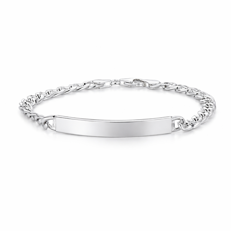 Bracciale in argento 925 maglia traversino con targa personalizzabile
