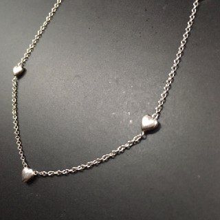collana in argento 925‰ con cuori alternati