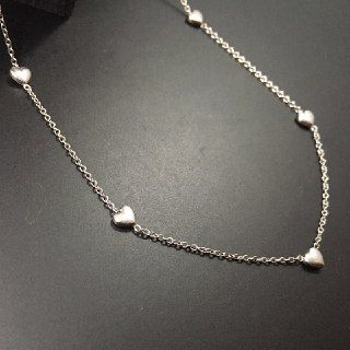 collana in argento 925‰ con cuori alternati